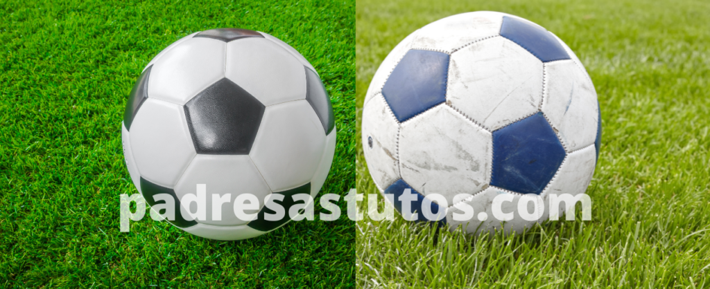 Diferencias entre un balón de fútbol nuevo y uno usado.